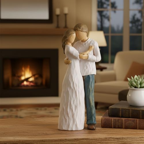 NAN ZAI NAN FANG Couple Figurine Romantic Wedding for Wife Couples 8.8" Resin Hand Painted Sculpture Couple Statue Best Marriage Anniversary Valentine Birthday Gift for Her Girlfriend Women - style: Love and Promise