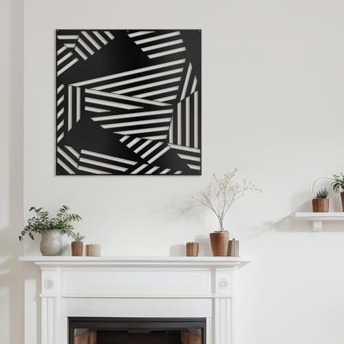 SIGNLEADER Metal Wall Decor Abstract Geometric Minimalist Modern Luxury Wall Sculpture Hangings 3D Statue Home Decoration for Living Room, Bedroom, Bathroom, Kitchen, Fireplace, Office - 18" Black - color: Gry24-2405-m24, size: 18" Black