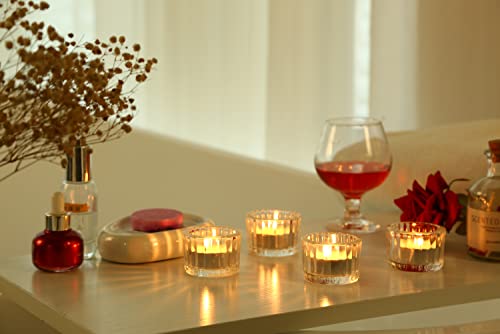 GOLDEAL Round Tealight Candle Holders,Set of 24 Clear Thick Glass Tea Light Candle Holder Decor,Candlestick for Wedding Decor,Party,Baby Shower Party,Bridal Shower Party,Table Centerpiece, Home Décor - color: Clear