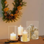 Hurricane Candle Holder,Open Ended Glass Candleholder Multiple Size Choices,Clear Cylinder Glass Candle Holder for Wedding Centerpieces(6 PCS,3 PCS H:6" D:4",3PCS H:5.5" D:3.3") - size: 3 PCS H:6" D:4",3PCS H:5.5" D:3.3"