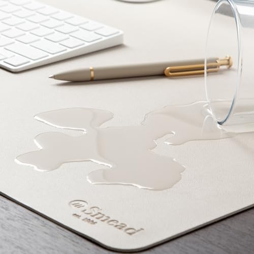 Smead Desk Pad, Vegan Leather Desk Mat with Non-Slip Faux Suede Backing, Perfect Desk Organizer for Office Decor, 23.6” x 13.7” Small, Sandstone (64836) - color: Beige, size: 13.7" x 23.6"