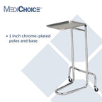 MediChoice Mayo Portable Adjustable Tray Steel Premium Instrument Stand Medical Dental Salon Tattoo Esthetician Mobile Service Cart Table Station Height 34-54 Inch MAYO1201