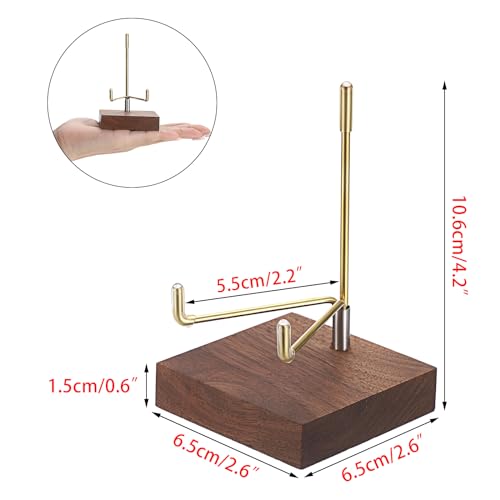 Hipiwe 2Pcs Wooden Base Display Stand Adjustable Metal Arms Display Stand Easel Decorative Plates Display Easel Holder for Crystal Fossil Slice Coral Geodes Rock Mineral Agate,Medium