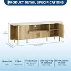 Luxury 70 in Fluted TV Stand with Faux Marble Top, Entertainment Center for TVs Up to 80 in, Wood Media Console with Curved Profile Sliding Doors and Adjustable Shelves for Living Room- Natural Oak - color: Natural Oak