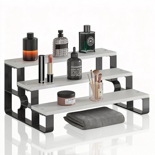 Wood Cologne Organizer for Men,Perfume Organizer for Bathroom Countertop,3 Tier Makeup Organizer for Bedroom Decor,Skincare Storage,Display Stand Shelf,Valentine's Day Gift (White, 3 Tiers-width=14") - color: White, size: 3 Tiers-width=14"