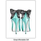 Blue Glam Wall Art - Designer Perfume, Shoes, Handbags - High Fashion Design Gift for Fashionista - Luxury Couture Wall Decor Poster Print Picture Set for Women, Girls Bedroom, Teens Room - size: 8x10