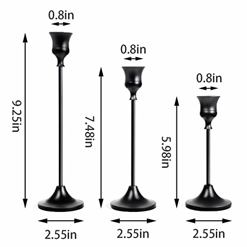 NLBTW Black Candlestick Holders Taper Candle Holders, Set of 3 Vintage Candle Sticks Holder Decor Used as Fireplace Mantel or Table Centerpieces for Wedding, Dinning, Party - color: Black, size: 1 set (3 pcs)