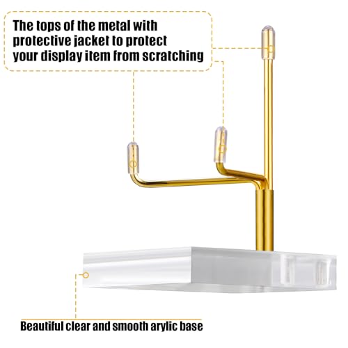 Kigley 8 Pcs Adjustable Metal Arm Display Stand Crystal Holder Easel Display with Acrylic Base Easel Rock Mineral Stand for Geodes Mineral Agate Collection (Gold,2.36 x 2.36 x 3.54 Inches) - color: Gold, size: 2.36 x 2.36 x 3.54 Inches