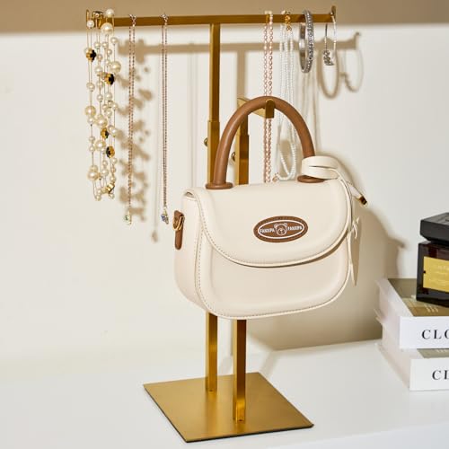 Jewelry Towers Necklaces Organizer Stainless Steels Jewelry Purse Display Stands Adjustable Height Decorations Boutique Purse Holder for Retail Counter Bag Handbag Display Rack