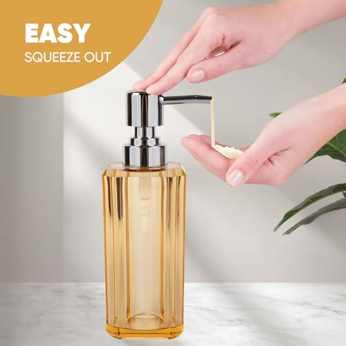 4-Piece Elegant Champagne Gold Bathroom Accessories Set — Soap Dispenser, Soap Dish, Mouthwash Cup & Toothbrush Holder, Glossy Acrylic with Champagne Accent, Vanity Countertop Organizer - color: Champagne Gold