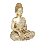 Deco 79 Polystone Buddha Decorative Sculpture Meditating Home Decor Statue with Engraved Carvings and Relief Detailing, Accent Figurine 6" x 4" x 8", Gold