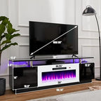 AMERLIFE Fireplace TV Stand with 36" White Fireplace, 70" Modern Fireplace Entertainment Center LED Lights, 2 Tier TV Console Cabinet for TVs Up to 80", Black & White - color: Black & White, size: 70"