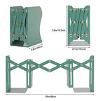 Adjustable Metal Bookends Heavy Duty for Shelves, 2 Dividers, Anti-Slip Design Expandable Book Ends for Desk, Office(Dark Green, 19 inches Max) - color: Dark Green