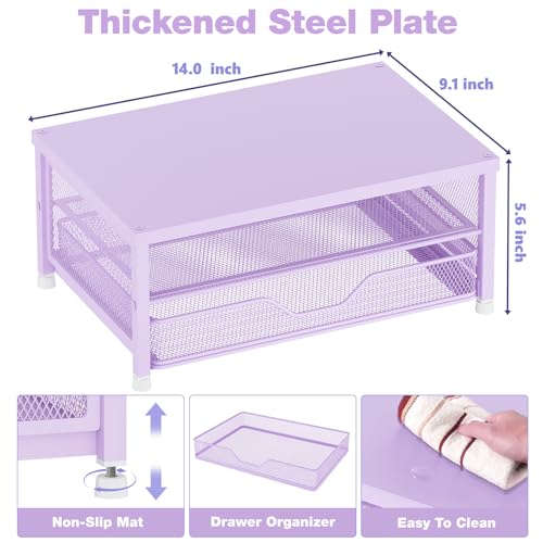 OPNICE Computer Monitor Stand Riser, Desk Organizer with Drawer, Laptop Stand, Office Desk Accessories & Workspace Desktop Organizers Storage for Office Supplies(Purple) - color: Purple