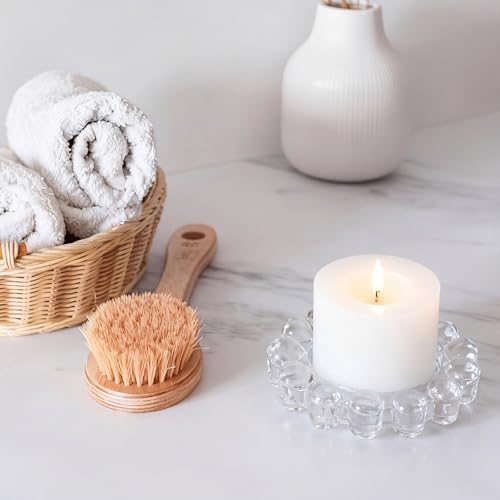 2 Pack Bubble Candle Dish, Fits up to 3 Inch Wide Chic Glass Candles Holder Tray Candle Plates Modern Diffusers Dish for Home Decor(Clear) - color: Clear