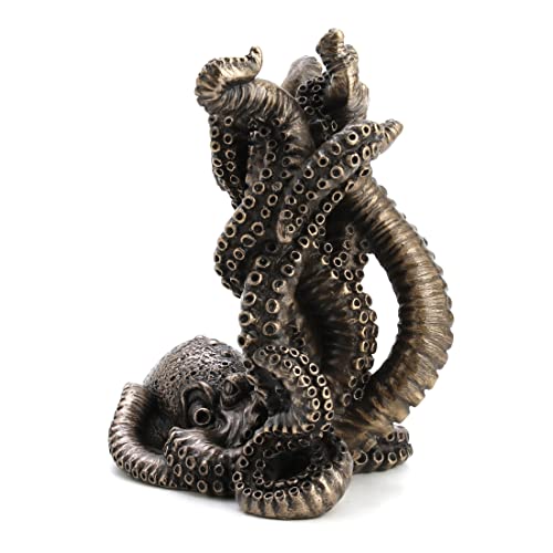 Veronese Design 5 3/8" Tall Corner Room Octopus Resin Statue Bronze Finish Single Shelf Bookend