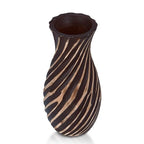 AeraVida Hand-Carved Spiral Stripes Mango Wood Vase for Dried Flowers | 8 inch | Classic Flower Vase