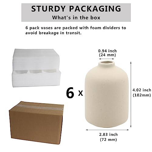 YANLING 6 Pack Small Vase for Flowers Boho Vases for Home Decor, Modern Light Yellow Ceramic Vases for Pampas Grass Simple Shelf Vase, Bud Vases for Wedding Dinner Table Party - color: Light Yellow-b, size: 6 Pack-Small