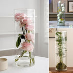 Liotww Acrylic Cylinder Clear Vases, Tall Large Plastic Flower Vase for Bouquet, Unbreakable Hurricane Vases Set of 3 for Centerpieces (D 6", D 4.8", D 4" + 3 Holder) - color: 3-xl Clear
