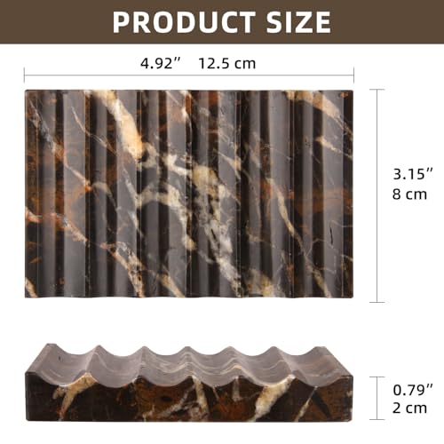 Luxury Marble Soap Dish Tray,Rectangle Stone Marble Soap Tray,Self Draining Soap Holder for Bathroom, Kitchen (Black Gold) - color: Black Gold