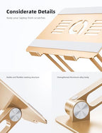 Lamicall Adjustable Laptop Stand, Portable Laptop Riser, Aluminum Laptop Stand for Desk Foldable, Ergonomic Computer Notebook Stand Holder for MacBook Air Pro, Dell XPS, HP (10-17.3'') -Gold - color: 5-Gold