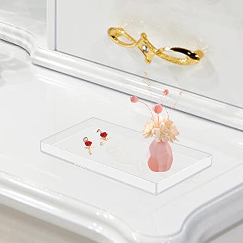 Bigfety Acrylic BathroomTray for Counter, Handmade Clear Trays Sturdy Organizer for Cup, Sponge, Soap, Plant (Large, Clear) - size: 11.2" x 5.9" x 0.9"