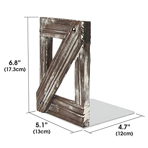 J JACKCUBE DESIGN Rustic Bookends 1 Pair, Decorative Farmhouse Bookend for Heavy Books Magazine DVD on Desk Table Shelf - MK709A - color: Rustic Wood