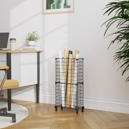 AWTATOS Umbrella Holder Entryway, Umbrella Stand Freestanding, Metal Square Umbrella Rack Organizer with a Removable Drip Tray, Hooks, Black - color: Black