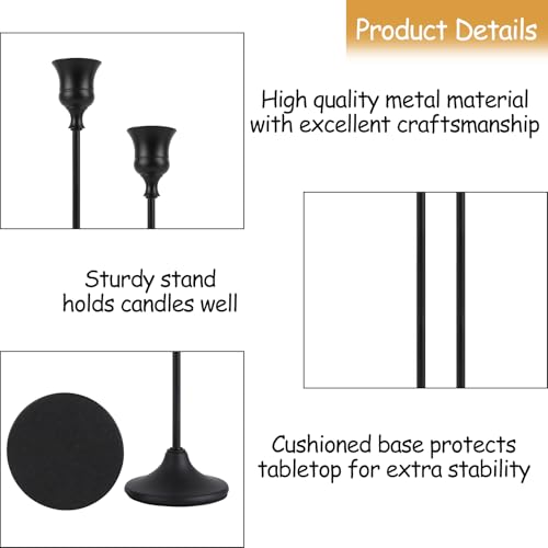 Black Candlestick Holders Set of 6, Metal Taper Candle Holders, Classic Decorative Candle Stick for Christmas, Wedding, Party, Dinner Tables,Home Décor - color: Black, size: 6PC