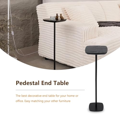 Pedestal Side Table, Small Drink Tables Pedestal Stand, Black Square Mini End Table, Cocktail Martini Coffee Tables, Tiny Side Table for Living Room,Small Spaces,Sofa,Couch - color: Black