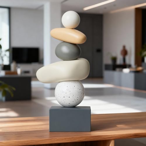 Aris & Juno Modern Abstract Resin Sculpture, Good Luck Stone Statue for Home Decor, Living Room, Office & Study – Contemporary Art Ornament for Good Fortune