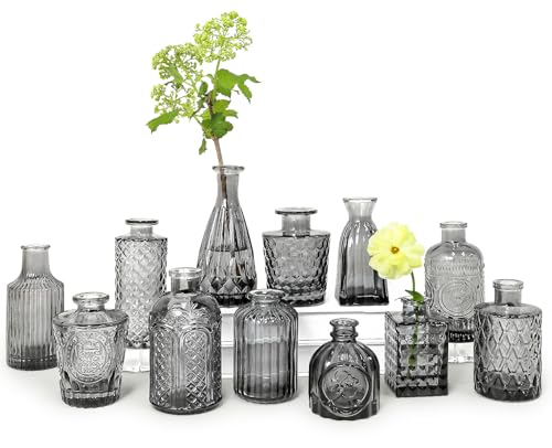 SUPMIND Bud Vase Set of 12, Black Bud Vases in Bulk, Small Flower Vases for Centerpieces, Mini Vintage Vase for Rustic Wedding, Home,Table Decoration - color: Black, size: 12Pcs