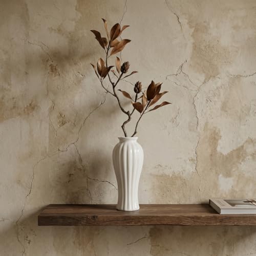 White Ceramic Vase, 9.3 Inch Water Safe Vase for Fresh Flowers, Farmhouse Home Decor Table Centerpieces for Living Room Cabinet Wedding(9'' Retro) - color: 9'' Retro