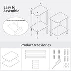 Clear Acrylic Side Table, 2-Tier End Table for Living Room, Small Modern Bedside Tables Nightstand for Bedroom, Home Decor Accent Table, 15.7" L x 11.8" W x 19.82" H, Clear - size: 2 Tier 1-Pack