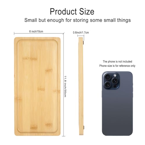 Bamboo Vanity Tray, Bathroom Sink Vanity Trays Bathroom Counter Tray for Organizing and Decor Display Toilet Tank Top Tray Bamboo Tray Table Tray Rack 11.8 x 6 x 0.7 inch - color: Light Wood