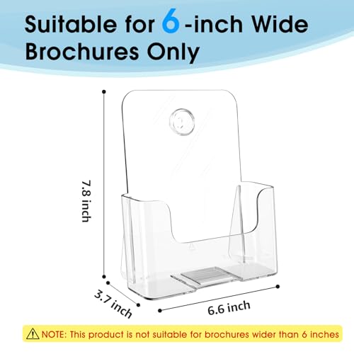 MaxGear Acrylic Brochure Holder 6 x 8 inch, Display Stand Plastic Clear Flyer Holders for 5.5 x 8.5 inch, 5 x 7 inch Menu, Literature, Trifold Pamphlet, Magazine, Countertop or Wall Mount, 6 Pack - size: 6"x9"-6 pack
