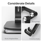 Foldable Phone Stand for Desk - Adjustable Height & Angle Cell Phone Holder, Portable Tablet Stand with Anti-Slip Base for Home, Office, and Travel, Compatible with iPhone & All 4-11" Devices (Black) - color: Black