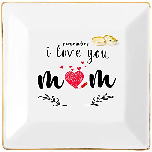 Gifts for Mom from Daughter Birthday Gift for Women Mothers Day Gifts Fun Presents Moms Grandma Sister in Law Best Jewelry Dish Unique Trinket Tray Ring Holder, Remember I Love You Mom - color: MOM