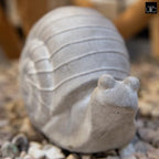 Modern Small Ribbed Grass Snail Figurine, Unique Cement Figurines, Handcrafted Decorative Washed Concrete Finish White Sculpture for Home, Garden, Office: 9.25"x5.25"x5.75"H - size: 9.25"x5.25"x5.75"H
