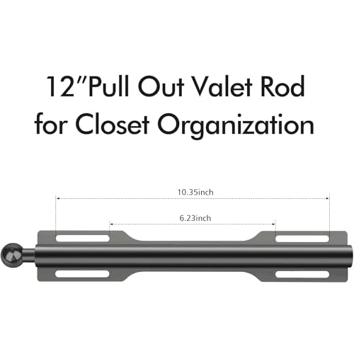 12" Valet Rod for Closet Pull Out (2 Pack, Black) - color: Black, size: 2 Pack