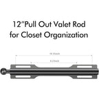 12" Valet Rod for Closet Pull Out (2 Pack, Black) - color: Black, size: 2 Pack