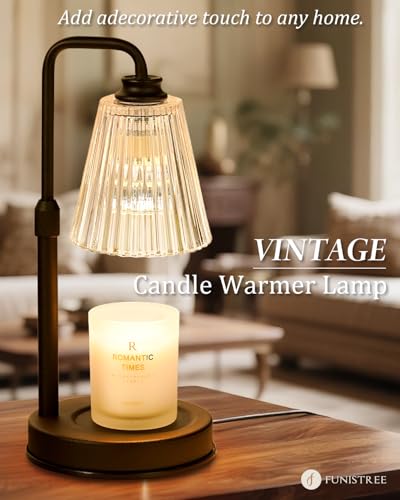 Candle Warmer Lamp with Timer Dimmable Crystal Vertical Stripe,Mothers Day Birthday Gifts for Women Mom, Adjustable Candle Warmer with 2 Bulbs, Black Candle Lamp for Jar Scented Candles, Home Decor - color: Crystal Stripe-black