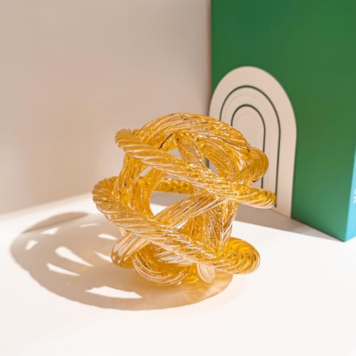 Glass Knot Teal Orbit Ball - 6 Inch Hand Blown Infinity Sculpture Decor Glass Orbit Home Decor Table Decoration Interio Art - color: Orange, size: 6" Diameter