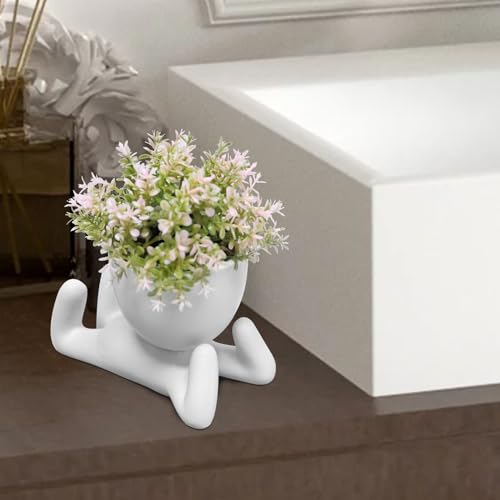 Zerzsy Desk Decorations for Women Office Small Office Desk Decor - Decorative Plants - Bathroom Shelf Decor Accent Women Cute Cubicle Accessories - Set of 1 - color: White-c