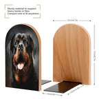 Cool Rottweiler Dog Art Bookend for Shelves Study Wood Bookend Support Heavy Duty Book End Non-Skid Decorative Book Stopper Book Organizer for Home Office Desktop Organizer 1 Pairs