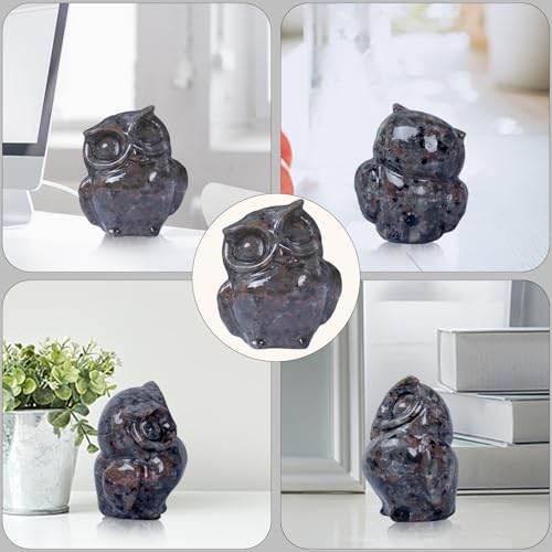2 Inch Owl Figurine Handcrafted,Flame Stone Healing Crystal Animal Sculpture,Home Decor Unique Gift for Collectors,Crystal Artwork Nature Lovers Birthday Anniversary Present Spiritual Gift - color: Flame Stone Owl