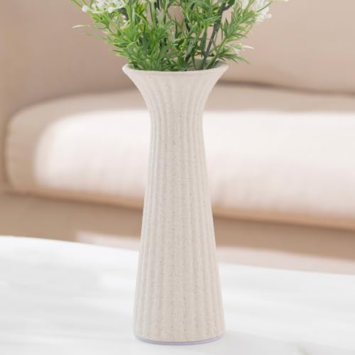 7.68” Vintage White Ribbed Ceramic Vase, Small Rustic Farmhouse Vase for Pampas Grass, Centerpiece, Coffee Table, Kitchen, Office & Home Decor - color: Rustic White