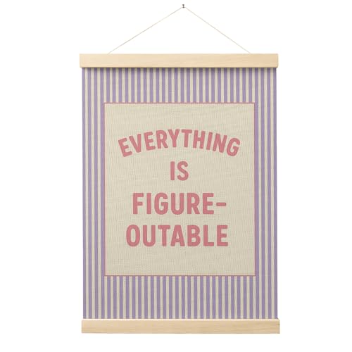 FGFK Everything Is Figureoutable Positive Affirmations Wall Art Poster Hanger Frame, Preppy Pink and Purple Inspirational Canvas Prints Framed Wall Decor for Office Classroom Home Bedroom, 12x16 Inch - color: Preppy Pink and Purple