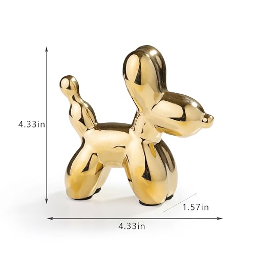 Small Balloon Dog Statue Decor, Modern Ceramic Animal Statues Decorative Ornaments for Living Room Bedroom Bookshelf Coffe Table and Office Display (Gold) - color: Gold