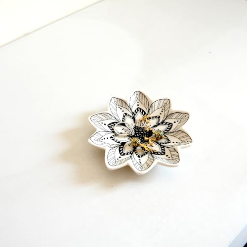 Small Flower Jewelry Dish Tray, Decorative Ceramic Trinket Dish, Modern Accent Tray for Vanity